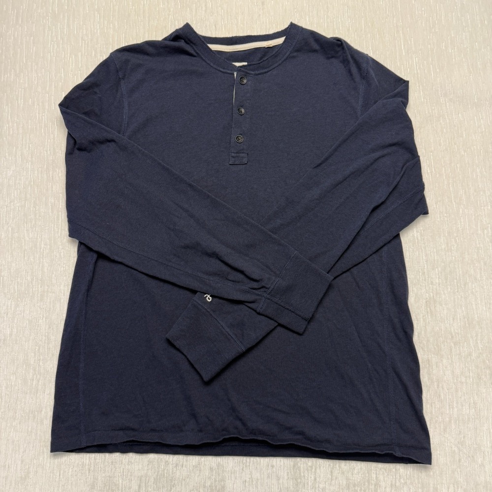 Rag & Bone Henley Shirt Standard Issue Mens XL Dark Blue Knit Cotton Everyday